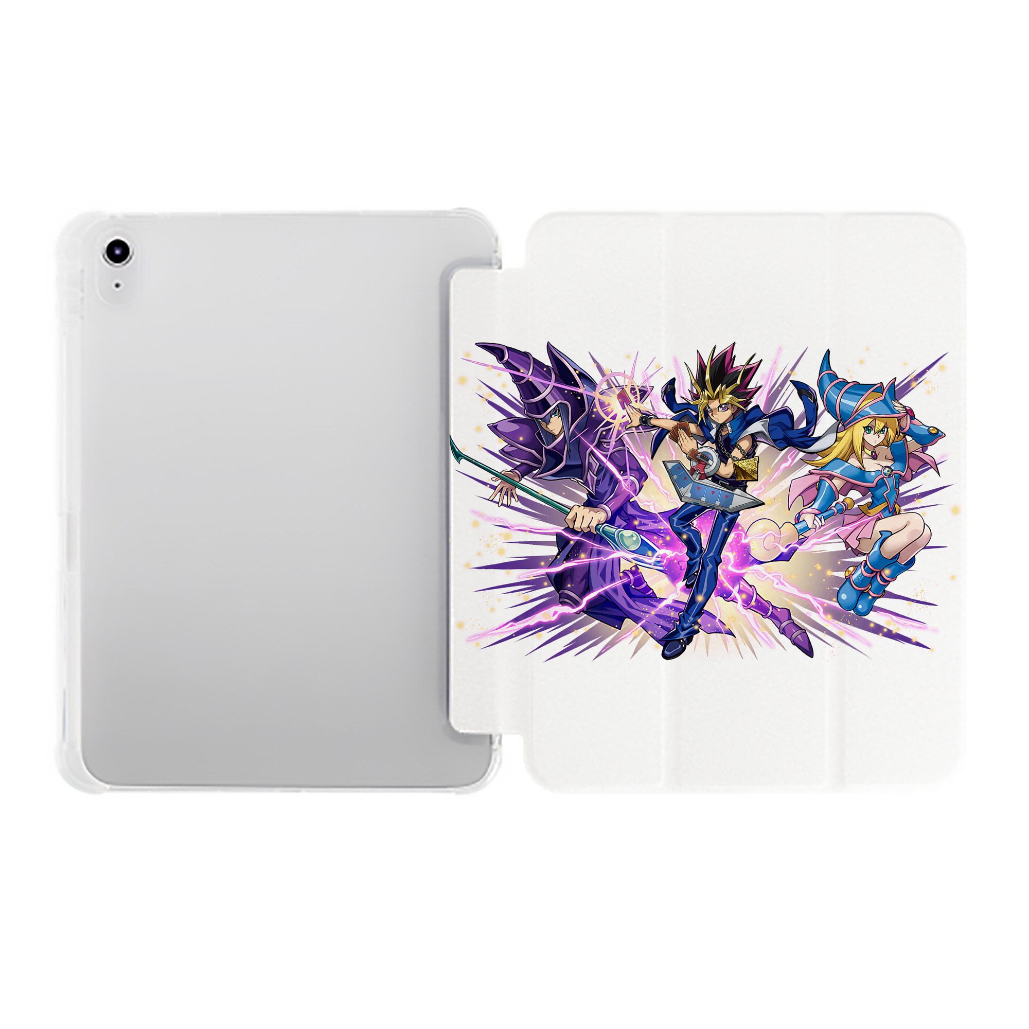 （画像用） 遊☆戯☆王 Yu-Gi-Oh! IPad ケース ペン収納付き 三つ折りスタンド PUレザー×シリコン 対応機種9.5/10.5/10.9インチ